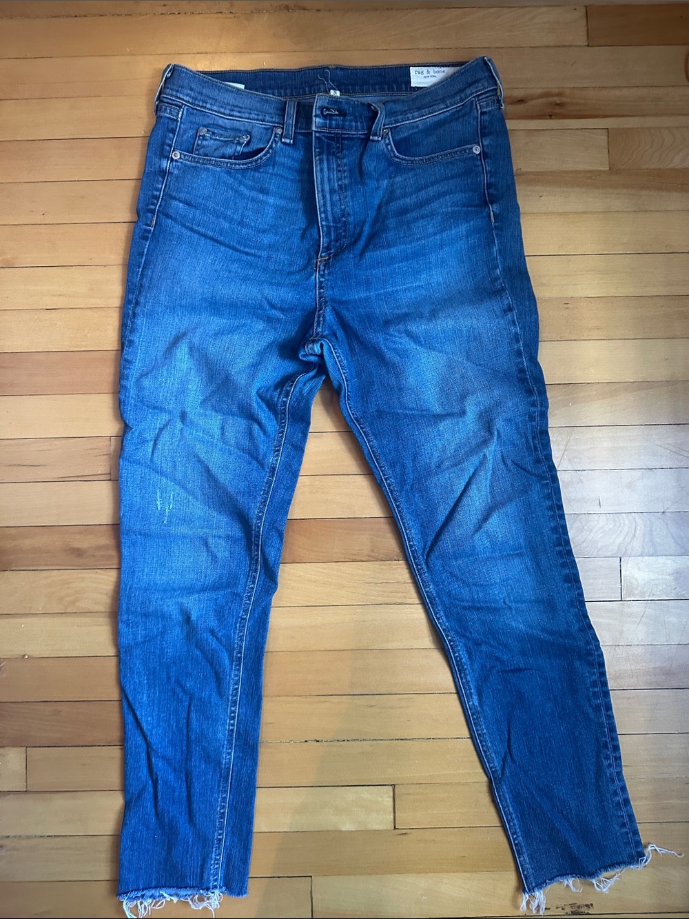 rag & bone Distressed Ankle Crop Jeans in Blue